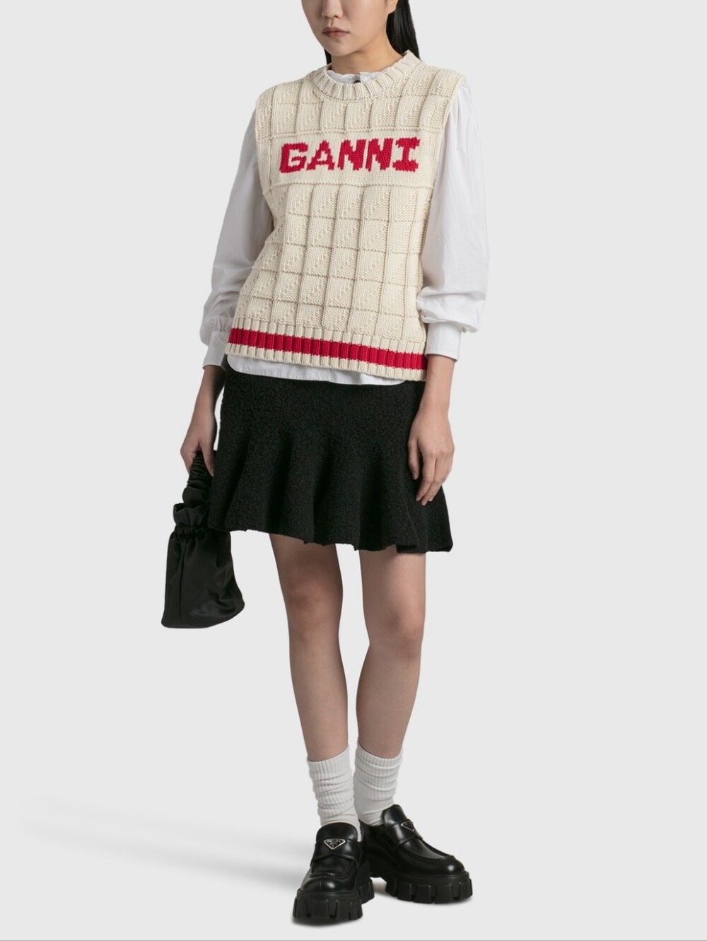 Ganni Cotton Rope Logo Knit Sweater Vext Sz L